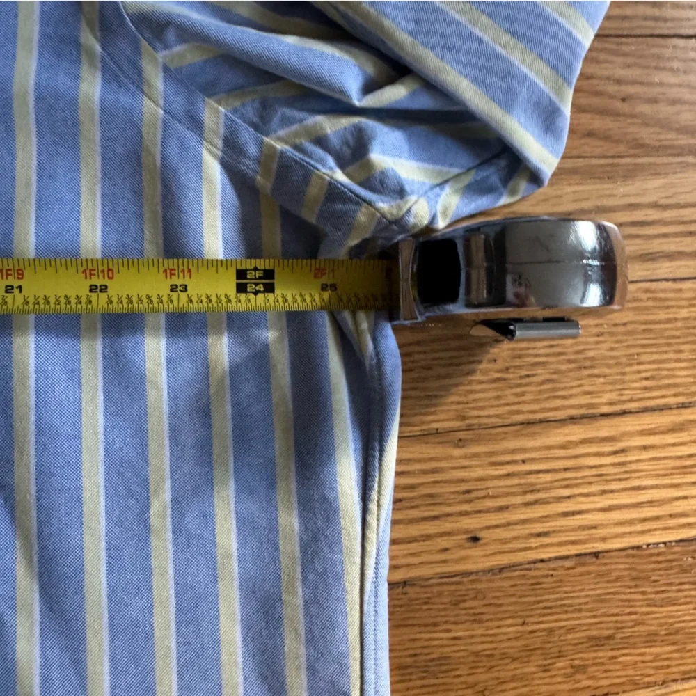 Ralph Lauren Blue and White Striped Classic Fit Shirt Neck Size 17 Preppy - Picture 7 of 14